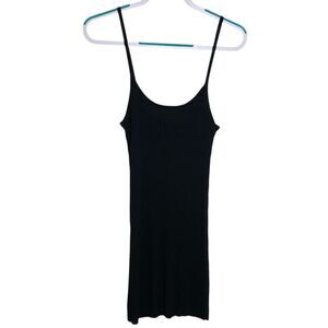 NWT Zara Lingerie Chemise Womens S Black Cami Ribbed Strappy Silk Blend Slip Top